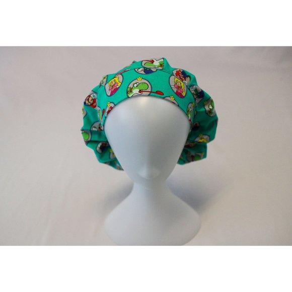 Mario Bouffant Surgical Dental Scrub Cap Chemo Hat - Picture 2 of 4
